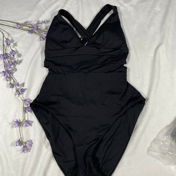 NEW BECCA [ Small‎ ] Elaine Color Code One-piece Swimsuit In Black - Picture 4 of 11
